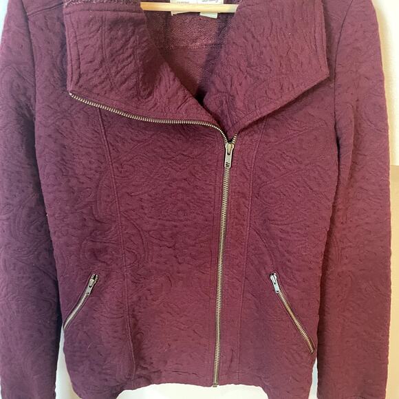 Anthropologie Saturday Sunday Loren Moto Zip Jacket Blazer Sweater In Burgundy S - Picture 9 of 14